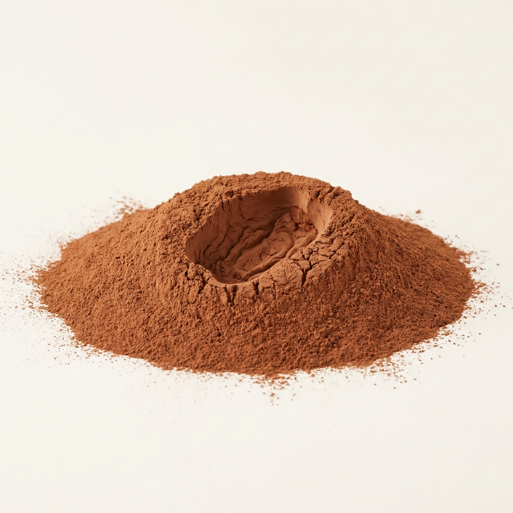 A pile of organic cacao powder